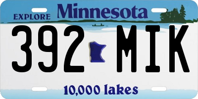 MN license plate 392MIK