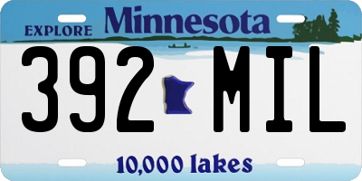 MN license plate 392MIL