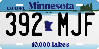 MN license plate 392MJF