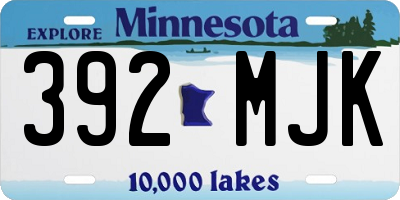 MN license plate 392MJK