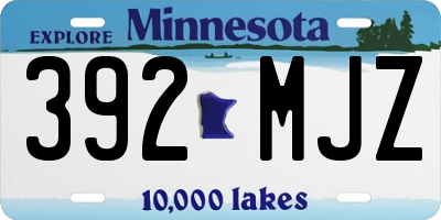 MN license plate 392MJZ