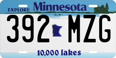 MN license plate 392MZG