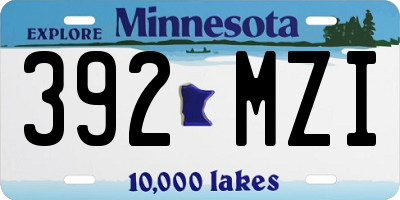 MN license plate 392MZI