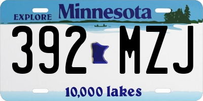 MN license plate 392MZJ