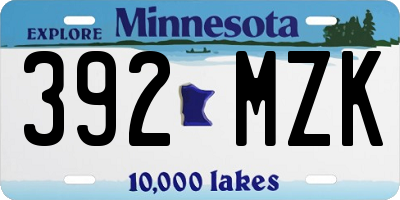 MN license plate 392MZK