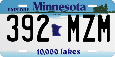 MN license plate 392MZM