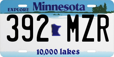 MN license plate 392MZR