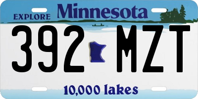 MN license plate 392MZT