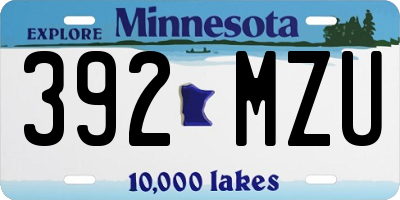 MN license plate 392MZU