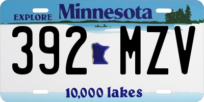 MN license plate 392MZV