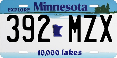 MN license plate 392MZX