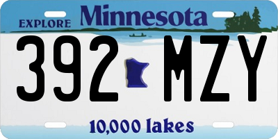 MN license plate 392MZY