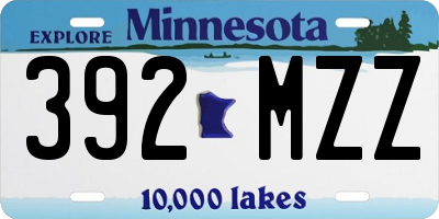 MN license plate 392MZZ