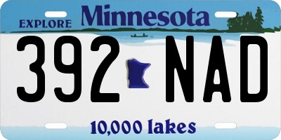 MN license plate 392NAD