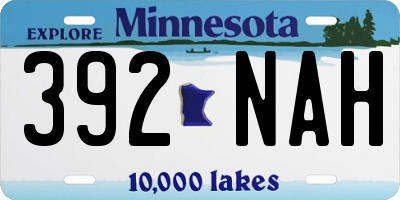 MN license plate 392NAH