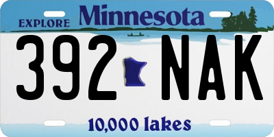 MN license plate 392NAK