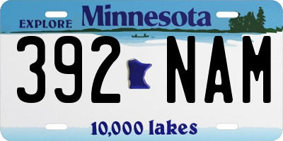 MN license plate 392NAM