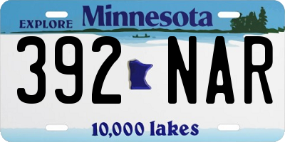 MN license plate 392NAR