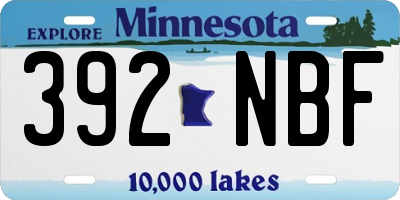 MN license plate 392NBF