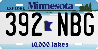 MN license plate 392NBG