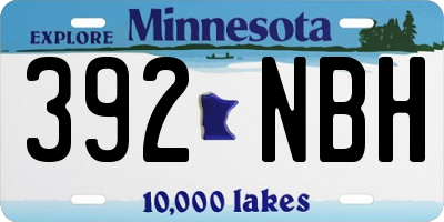 MN license plate 392NBH