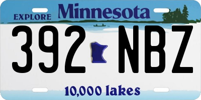 MN license plate 392NBZ