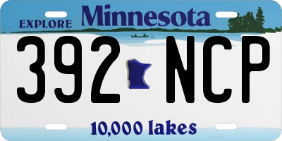MN license plate 392NCP
