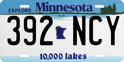 MN license plate 392NCY