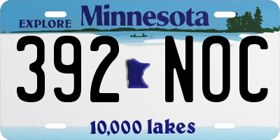 MN license plate 392NOC