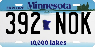 MN license plate 392NOK