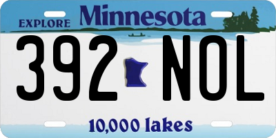 MN license plate 392NOL