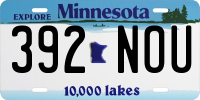 MN license plate 392NOU