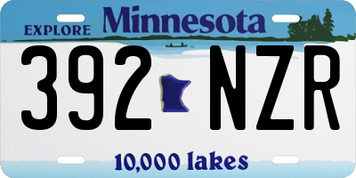 MN license plate 392NZR