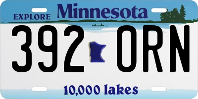 MN license plate 392ORN