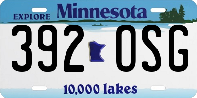 MN license plate 392OSG