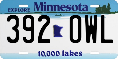 MN license plate 392OWL