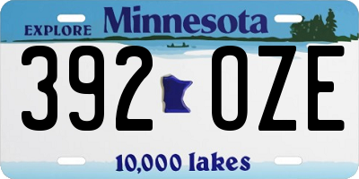 MN license plate 392OZE