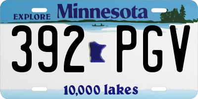 MN license plate 392PGV
