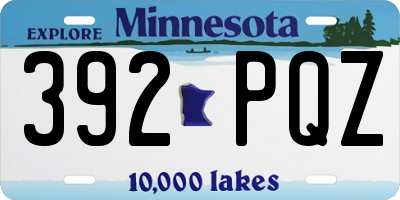 MN license plate 392PQZ