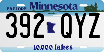 MN license plate 392QYZ