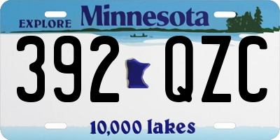 MN license plate 392QZC