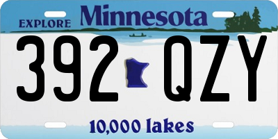 MN license plate 392QZY