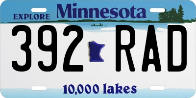 MN license plate 392RAD