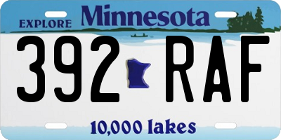 MN license plate 392RAF
