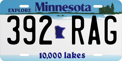 MN license plate 392RAG