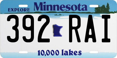 MN license plate 392RAI