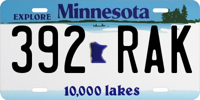 MN license plate 392RAK
