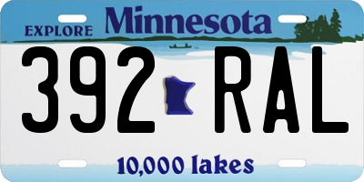 MN license plate 392RAL