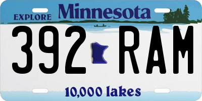 MN license plate 392RAM