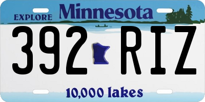 MN license plate 392RIZ